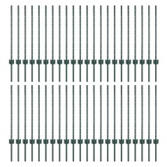 vidaXL Pali per recinzione in argento 44 pcs Verde 100 x 0,8 cm