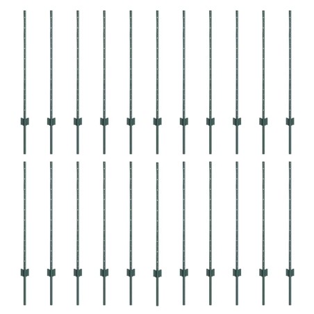 vidaXL Pali per recinzione in argento 22 pcs Verde 50 x 1 m Metallo