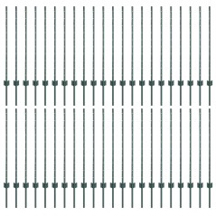 vidaXL Pali per recinzione in argento 44 pcs Verde 100 x 1 m