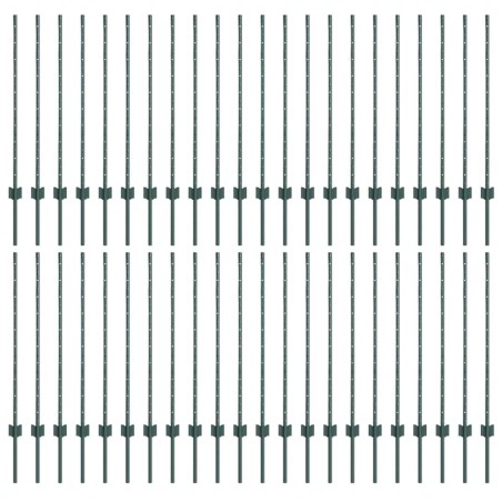vidaXL Pali per recinzione in argento 44 pcs Verde 100 x 1 m