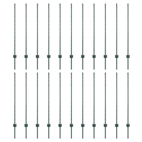 vidaXL Pali per recinzione in argento 22 pcs Verde Large Metallo