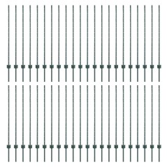 vidaXL Pali per recinzione in argento 44 pcs Verde