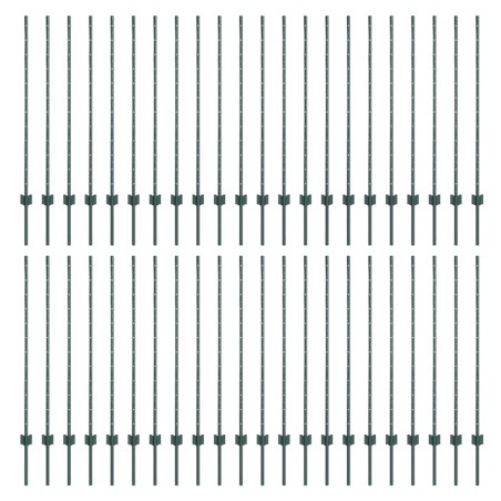 vidaXL Pali per recinzione in argento 44 pcs Verde