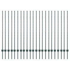 vidaXL Pali per recinzione in argento 22 pcs Verde 50 m x 1,4 m