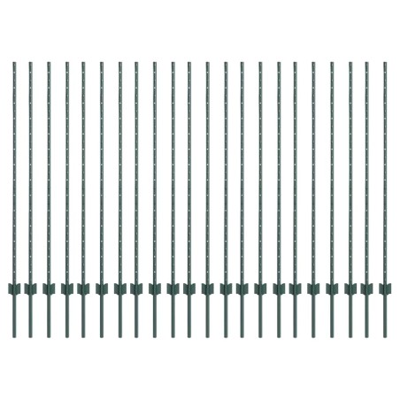 vidaXL Pali per recinzione in argento 22 pcs Verde 50 m x 1,4 m