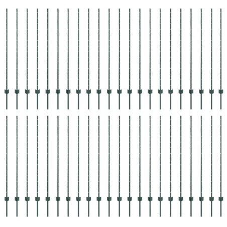 vidaXL Pali per recinzione in argento 44 pcs Verde 100 x 1.4 m Metallo