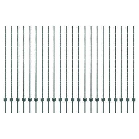 vidaXL Pali per recinzione in argento 22 pcs Verde 50 x 1.5 m Metallo