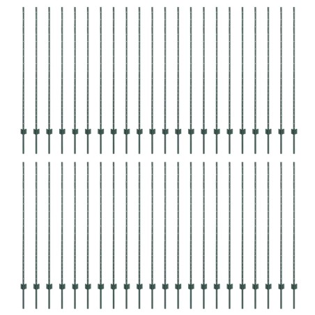 vidaXL Pali per recinzione in argento 44 pcs Verde 100 x 1.5 m Metallo