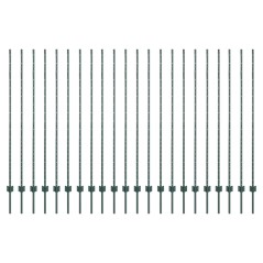 vidaXL Pali per recinzione in argento 22 pcs Verde Standard Acciaio