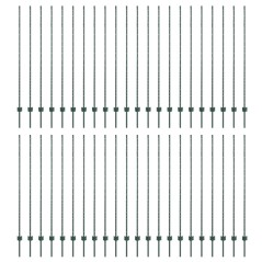 vidaXL Pali per recinzione in argento 44 pcs Verde 100 x 1.6 m