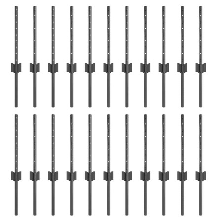 vidaXL Pali per Recinzione 22 pcs Grigio 50 x 0.4 m Metallo