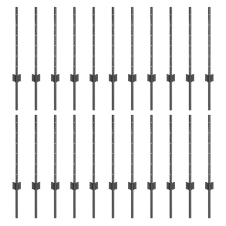 vidaXL Pali per Recinzione 22 pcs Grigio 50 x 0.6 m Acciaio