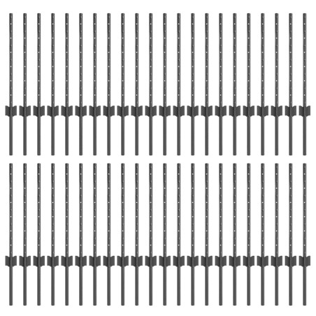 vidaXL Pali per recinzione in argento 44 pcs Grigio 100 x 0.6 m