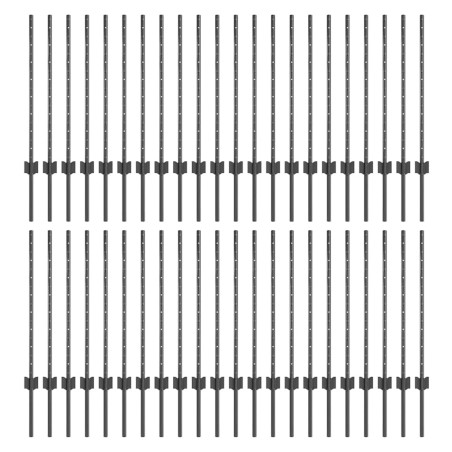 vidaXL Pali per recinzione in argento 44 pcs Grigio 100 x 0.8 m