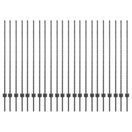 vidaXL Pali per recinzione in argento 44 pcs Grigio 140 cm Metallo