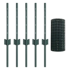 vidaXL Recinzione Euro con 5 Pali a U Verde 0.4x10 m Acciaio