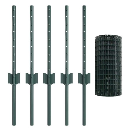 vidaXL Recinzione Euro con 5 Pali a U Verde 0.4x10 m Acciaio