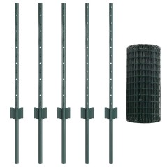 vidaXL Recinzione Euro con 5 U Posts Verde 0.6x10 m Acciaio