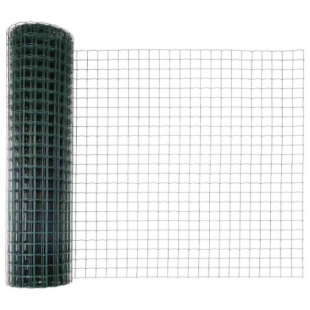 vidaXL Recinzione Euro con 5 pali U Verde 1x10 m Acciaio