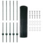 vidaXL Recinzione Euro con 5 pali U Verde 1x10 m Acciaio