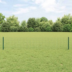 vidaXL Recinzione Euro con 5 Pali U Verde 0,4x10 m Metallo