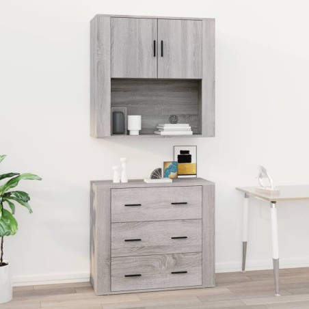 vidaXL Mobile Pensile Grigio Sonoma 80x33x80 cm in Legno Multistrato