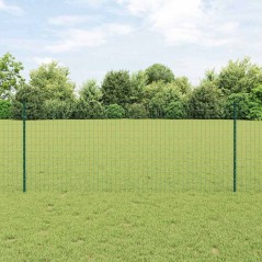 vidaXL Recinzione Euro con 11 Pali Verde 1x25 m Acciaio