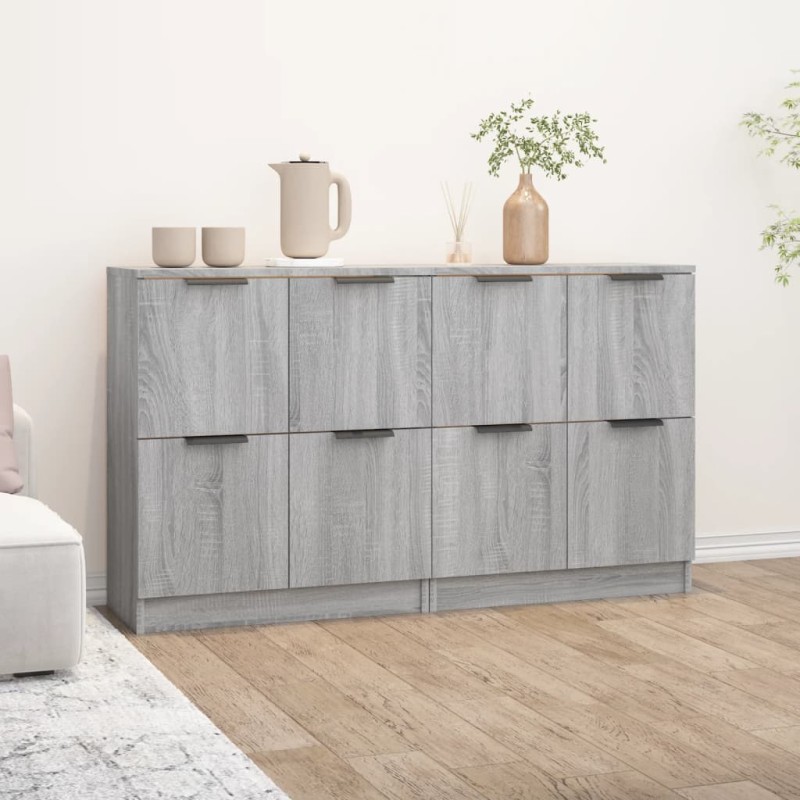 Credenze 2 pz Grigio Sonoma 60x30x70 cm in Legno Multistrato Credenze 2 pz Grigio Sonoma 60x30x70 cm in Legno Multistrato