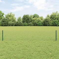 vidaXL Recinzione Euro con 22 pali verdi 0,4x50 m in acciaio
