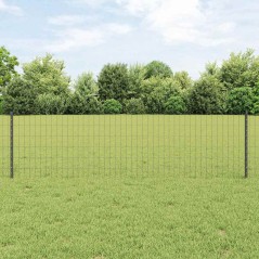 vidaXL Recinzione Euro con 5 Piloni a U Grigia 0.6x10 m in Acciaio