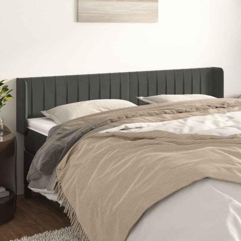 Testiera ad Orecchio Grigio Scuro 163x16x78/88 cm in Velluto Testiera ad Orecchio Grigio Scuro 163x16x78/88 cm in Velluto