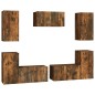 Set di Mobili Porta TV 7 pz Rovere Fumo in Legno Multistrato Set di Mobili Porta TV 7 pz Rovere Fumo in Legno Multistrato