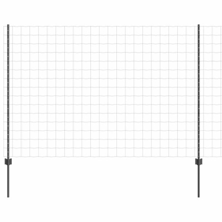 vidaXL Recinzione Euro con 10 pali a U Grigia 1.6x10 m Acciaio