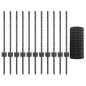 vidaXL Recinzione Euro con 11 Post U Grigi 0.6x25 m in Acciaio vidaXL Recinzione Euro con 11 Post U Grigi 0.6x25 m in Acciaio