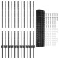 vidaXL Recinzione Euro con 22 post a U in grigio 1x25 m acciaio