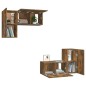 Set di Mobili Porta TV 4 pz Rovere Fumo in Legno Multistrato Set di Mobili Porta TV 4 pz Rovere Fumo in Legno Multistrato