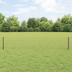vidaXL Euro Fence con 11 Pali Grigi 0,4x25 m Acciaio