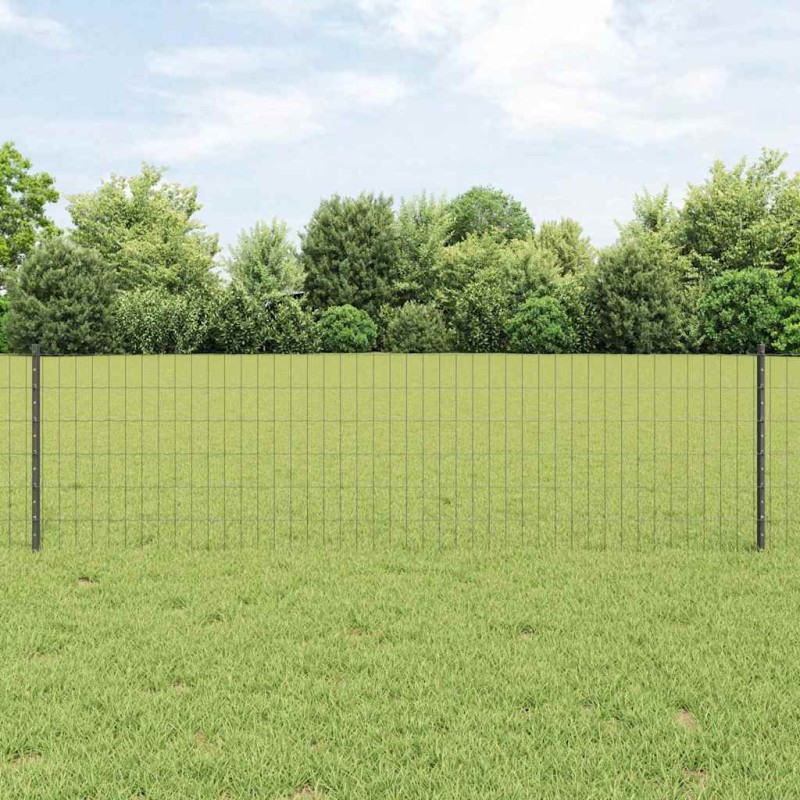 vidaXL Euro Fence con 11 Pali Grigi 0,6x25 m Acciaio