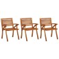 Sedie da Pranzo da Giardino con Cuscini 3 pz Massello di Acacia Sedie da Pranzo da Giardino con Cuscini 3 pz Massello di Acacia