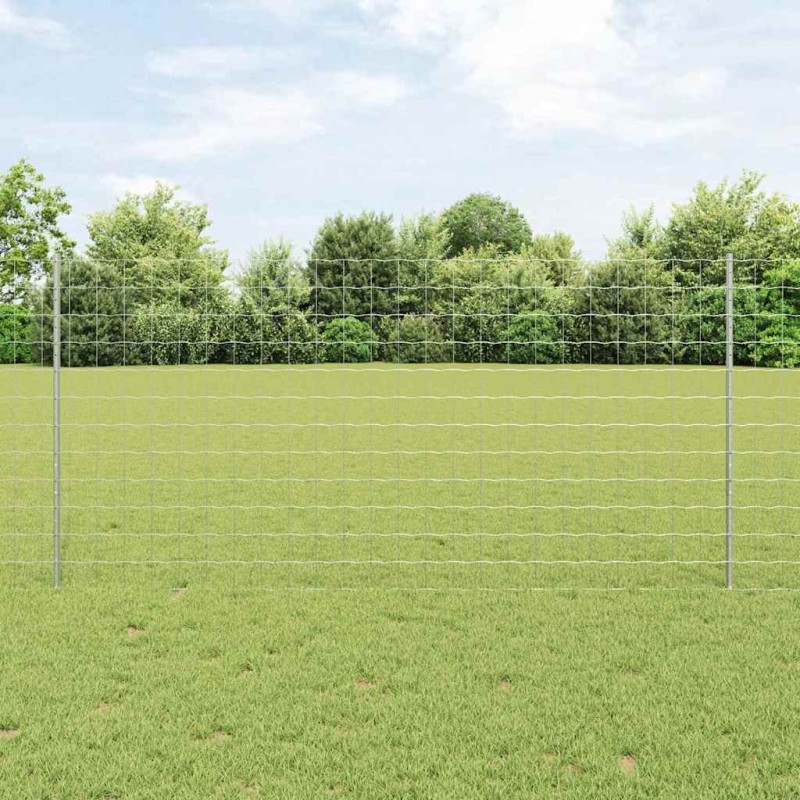 VidaXL Recinzione Euro con 10 Post in Alluminio Argento 1,2x10 m Acciaio VidaXL Recinzione Euro con 10 Post in Alluminio Argento 1,2x10 m Acciaio