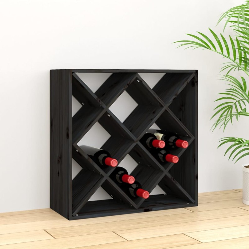 Portabottiglie Nero 62x25x62 cm in Legno Massello di Pino Portabottiglie Nero 62x25x62 cm in Legno Massello di Pino