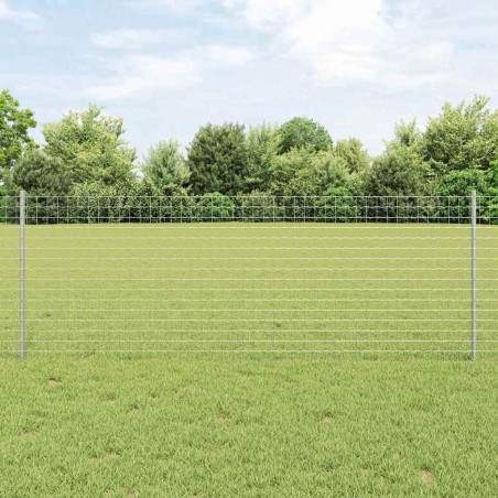 vidaXL Recinzione Euro con 11 Poste U Argento 0,8x25 m Acciaio