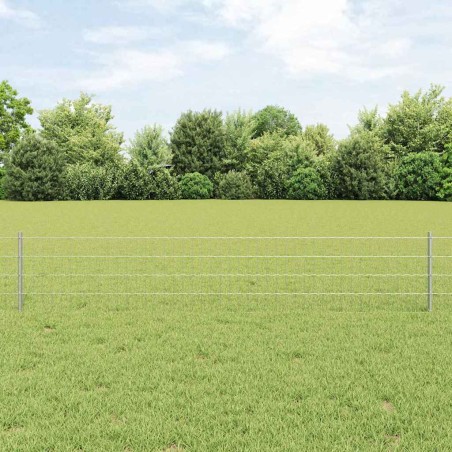 vidaXL Recinzione Euro con 11 Pali Argento 0,4x25 m Acciaio