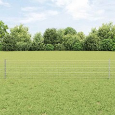 vidaXL Recinzione Euro con 22 Pali Argento 0,4x50 m Acciaio