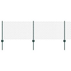 vidaXL Recinzione a Maglie Metalliche con 10 Pali U Verde 0.6x10 m Acciaio