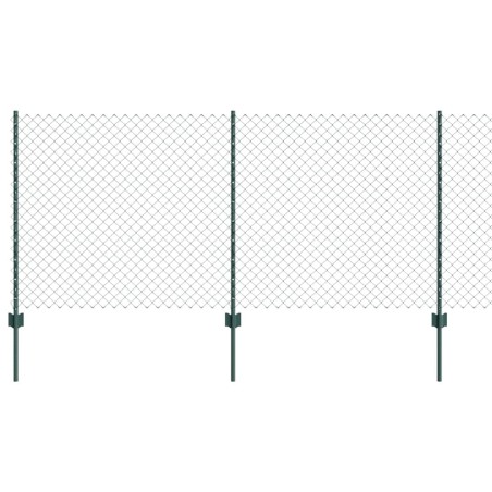 vidaXL Recinzione a Maglie con 10 Pali U Verde 1x10 m Acciaio