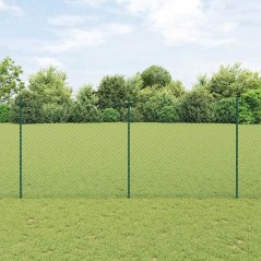 vidaXL Recinzione a Maglia Metallica con 10 Paletti Verde 1,4x10 m Acciaio