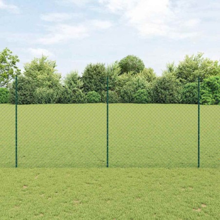vidaXL Recinzione a Maglie con 10 Pali U Verde 1,6x10 m Acciaio