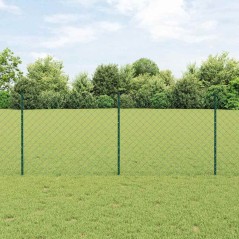 vidaXL Recinto a Maglie di Catena con 10 Pali U Verde 1x10 m Acciaio