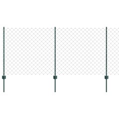 vidaXL Recinto a Maglie di Catena con 10 Pali U Verde 1x10 m Acciaio